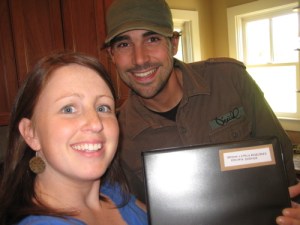 Bryson and I pose with our completed dossier and our victory smiles! 