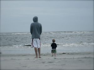 Dad and Nash enjoy the beach